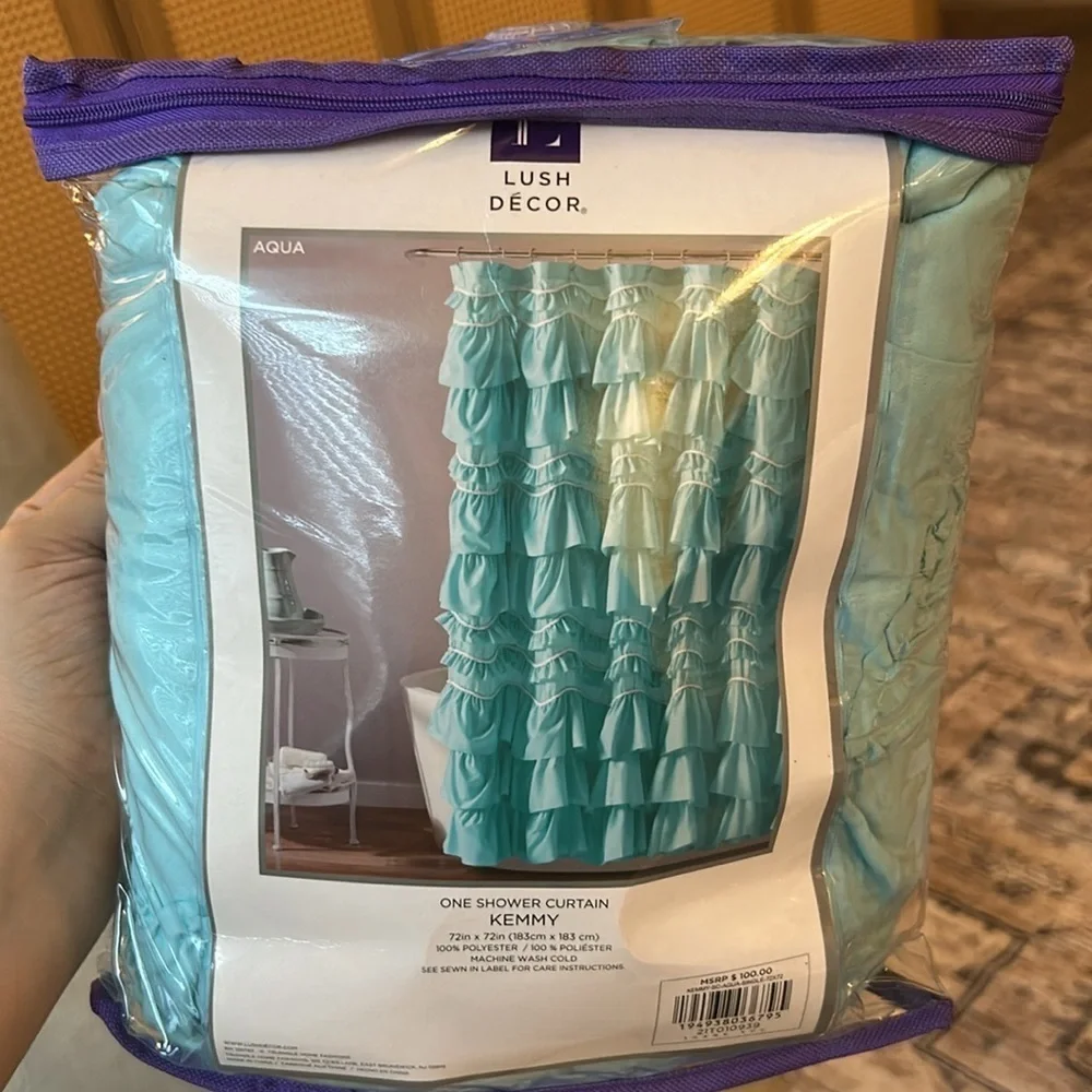 Lush curtain kemmy aqua shower curtain NWT 72x72